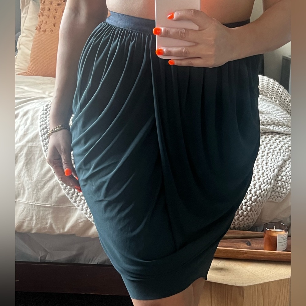 LANVIN navy blue silk skirt